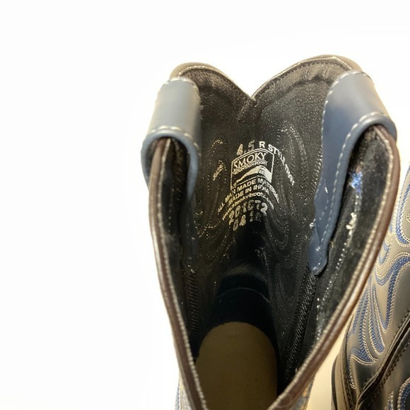 Smokey‎ Mountain Boots Monterey Brown Navy Western Cowboy Size 4.5 - Picture 8 of 9